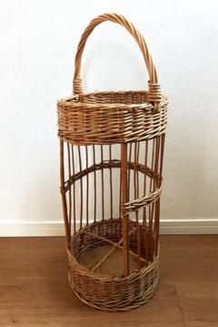 【希少】英国アンティーク 縦型ワインバスケット
