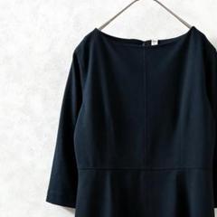 UNIQLO ロングワンピース フレア ボートネック シンプル 裏地 きれいめ