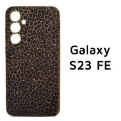 Galaxy S23 FE 黒 ゴールド ヒョウ柄 メッキフレーム カバー ,
