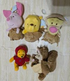 レア　レトロ　くまのプーさん　ぬいぐるみセット　きのこ　カンガルー　ミノムシ