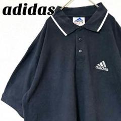 90s adidas アディダス ポロシャツ 刺繍ロゴ 襟袖ライン ワンポイント