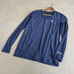 【FILA】ゴルフウェア　長袖　カットソー　ワンポイント　L　ネイビー　y2k
