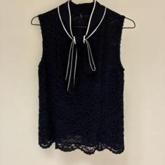 ネイビー レース ノースリーブ トップス