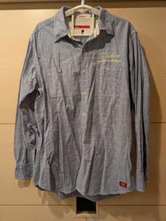 Dickies 長袖シャツ 刺繍ロゴ　水色　XL