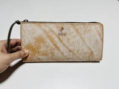 新品・ パッと見白いナチュラル×オリーブのL字ロングウォレット②