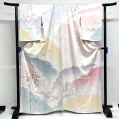 訪問着　刺繍　金彩　銀彩　蝶　花模様　パステルカラー　紋無し　着物　012k 訪問着 刺繍 金彩 銀彩 蝶 花模様 パステルカラー 紋無し 着物
