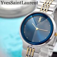 稼働品 YSL イヴサンローラン 腕時計 ネイビー文字盤 クォーツ ２針