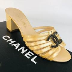 CHANEL シャネル サンダル パドロック ターンロック ストロー調 23