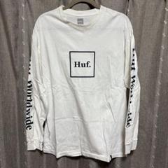 y070201 ハフ　ロンT　Tシャツ　ホワイト　ロゴ　L