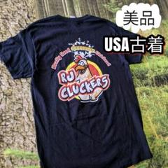 美品USA古着バックプリント黒Tシャツ