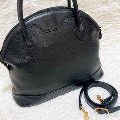 美品✨バーバリー　ハンドバッグ　レザー　黒　ノバチェック　2way　ドーム型
