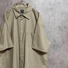 00S 半袖　柄シャツ　綿　メンズL 古着　個性派　奇抜