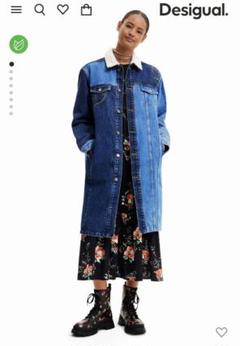 Desigual デシグアル ふかふか ロング デニムジャケット デシグアル Desigual デニムジャケットフード （ブルー） -靴