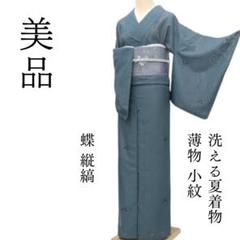 【特別送料無料！】 薄物 洗える夏着物 m1015＊美品 蝶 メルカリ - 小紋 縦縞 着物・浴衣