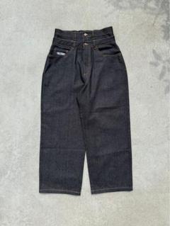 student apathyダブルウエストバギーデニムパンツ リジットMサイズ セール】ダブルニーフリンジバギーデニムパンツ（デニムパンツ