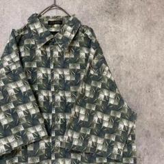 90s vintage 半袖　柄シャツ　綿　メンズ　M 古着　個性派
