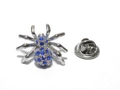 pin-0375　ラペルピン★ピンズ　クモ　蜘蛛　スパイダー　シルバー　ブルー
