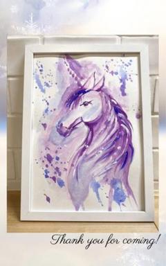 杏チアキ　サイン入れ　絵画　タペストリ　ユニコーン 杏チアキサイン入れ絵画タペストリユニコーン