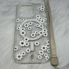 CYRILL iPhone14Pro 用 ケース ストラップ付き クリア お花柄