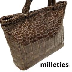 リアルクロコダイル Milleties トートバッグ ブラウン A4