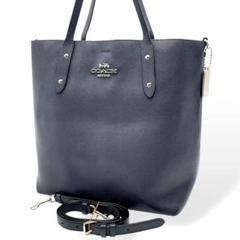 美品 COACH トートバッグ オールレザー ブルー 2way A4可 694
