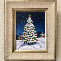 完成品 エツコまま様専用 「星降る夜のクリスマス04 原画 アクリル画 絵画