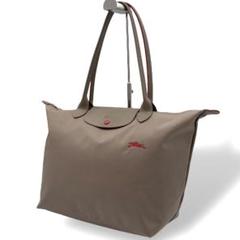 LONGCHAMP トートバッグ ル プリアージュ クラブ 馬刺繍 グレージュ系