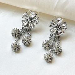 ChristianDior ディオール ドロップ　ピアス　フラワー　シルバー