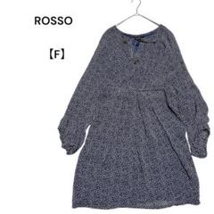 ロッソ✨ROSSO キーホールリボン長袖ワンピース 袖口ゴム　シアー素材　裏地有