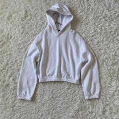 ZARA クロップドスウェット パーカー ホワイト 裏起毛