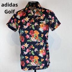 ★adidas★テーラーメイドゴルフ★M★黒地に花柄シャツ★左胸ロゴ有★素敵★