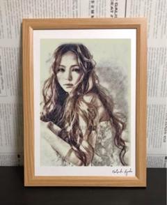 女優画13 額装品額縁寸法34cm×25cmペン画カラー着色定款付き