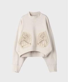 美品❁Mame Kurogouchi 小花刺繍スウェット ベージュ 1 上品な 美品❁Mame Kurogouchi 1 ベージュ 小花刺繍スウェット
