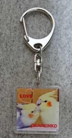 【新作・新品】可愛い♪オカメインコペアのラブラブ❤️クリアキーホルダー♪
