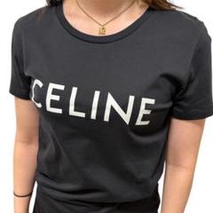 【未使用級】CELINE セリーヌ ロゴプリント Tシャツ S 黒 ブラック