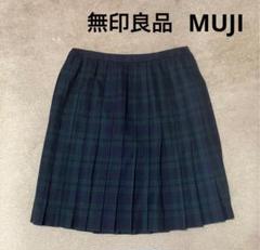 無印良品　MUJI プリーツウールスカート　M　　グリーン　チェック柄　スカート
