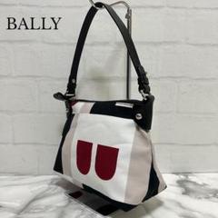 【美品】バリー　アクセサリーポーチ　ハンドバッグ　Bロゴ　キャンバス　レザー