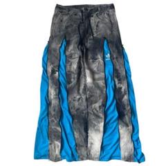 リメイク デニムパンツ ワイド 袴 アディダス 黒 Ｗ32 フェード ブリーチ リメイク デニムパンツ ワイド 袴 アディダス 黒 W32 フェード