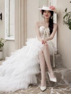サマーウェディングにぴったり✨チュールドレス✨結婚式　前撮り　フォトウェディング