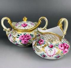 オールドノリタケ ２０cm 風景紋 蓋付きボウル ジャー アールヌーボー様式 オールドノリタケ 20cm 風景紋 蓋付きボウル ジャー アール