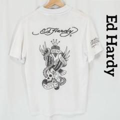 ☆美品☆ Ed Hardy ポロシャツ　刺繍ロゴ　バックプリント　ドクロ　y2k