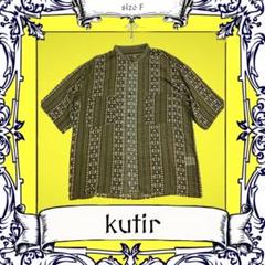 クティールkutir シアー素材バンドカラー柄シャツサイズフリー