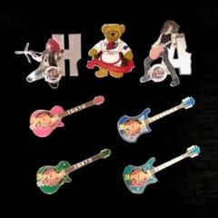 ハードロックカフェ ギター型ピンバッジ 4個セット Hard Rock CAFE ハードロックカフェ ピンバッジ 4点 歌舞伎 着物