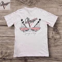 アメリカ古着 プリントTシャツ バックプリント アメ車 ユニセックス 薄桃 S