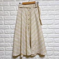 CECIL McBEE ストライプ柄Aラインスカート M ベルト付