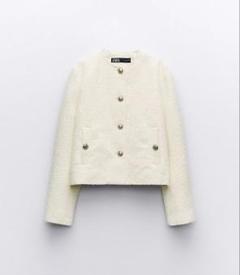 ZARA ショートテクスチャージャケット ツイードジャケット 金