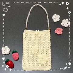 ハンドメイド　かぎ針編み　スマホバッグ　スマホケース　ポーチ　　夏