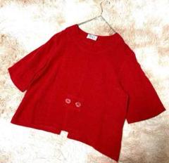 【エム.ピー.】M.P.◆トップス◆5分袖◆薄手◆ラウンドネック◆綺麗色◆赤