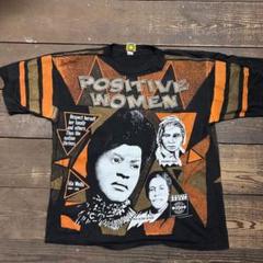 XL　90s　Ida Wells　黒人　偉人　Tシャツ　総柄　黒　USA製