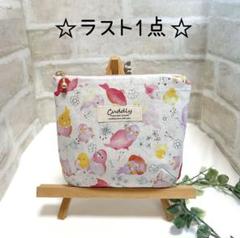底タックのミニポーチ　P956 花&インコ　ピンク